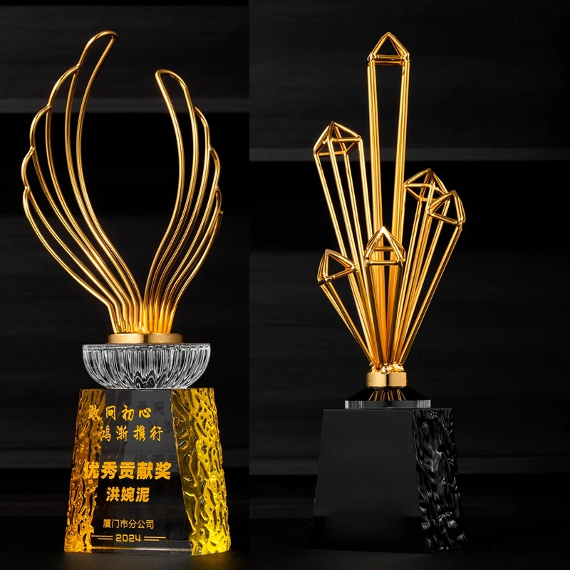 Customized Metal Crystal Trophy, High-end Basketball, Football, Billiards Competition Annual Meeting Award, Home Decoration, 1Pc