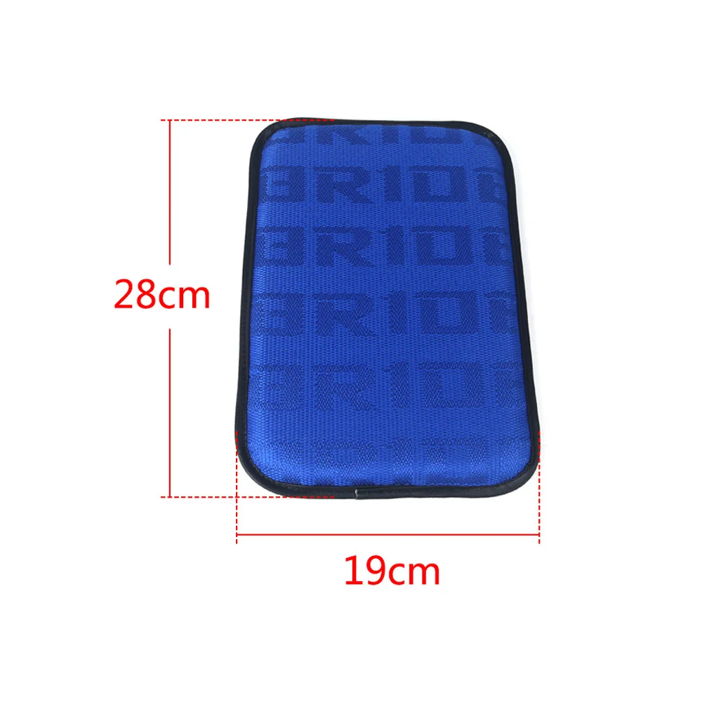 JDM BRD REC Fabric Car Armrest Pad Cover Center Console Box Cushion Mat Fit For Universal Auto Tuning Racing