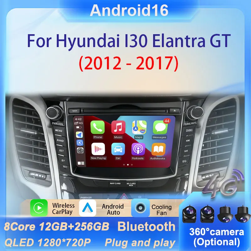 7 '' Android 16 for Hyundai I30 Elantra GT 2012 - 2017 Car Radio Multimedia Player Wireless CarPlay Split Screen DSP Stereo WiFi