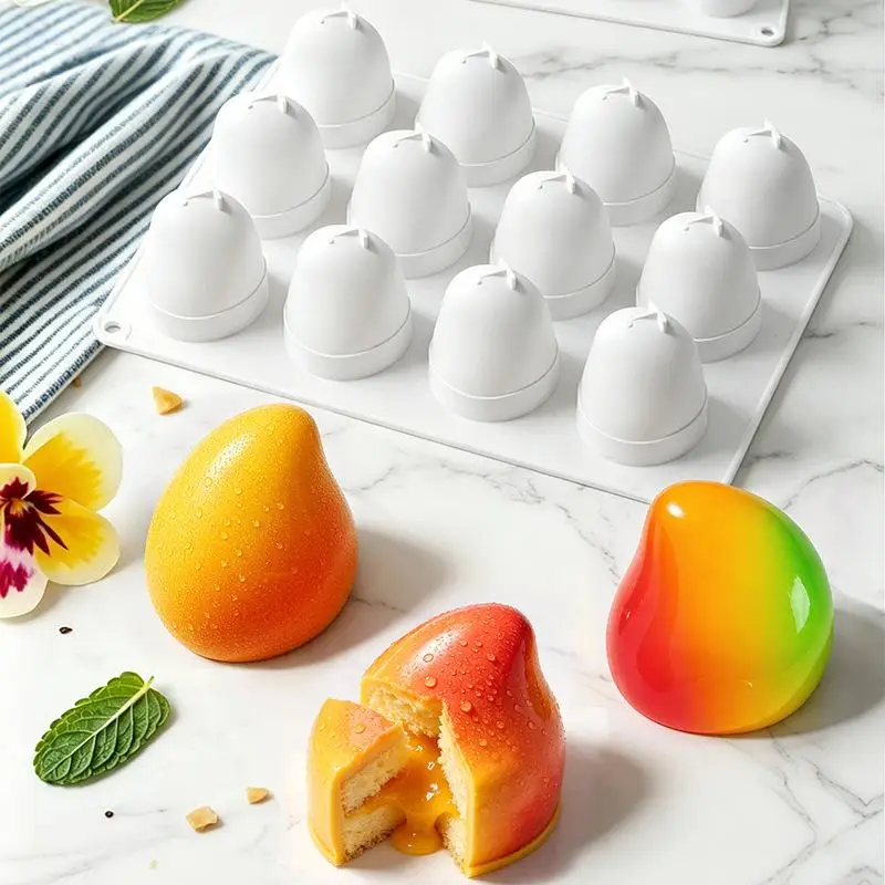 Mango Pear French Mousse Cake Baking Mold Fruit Shaped Dessert Silicone Mold For DIY Chocolate Pudding