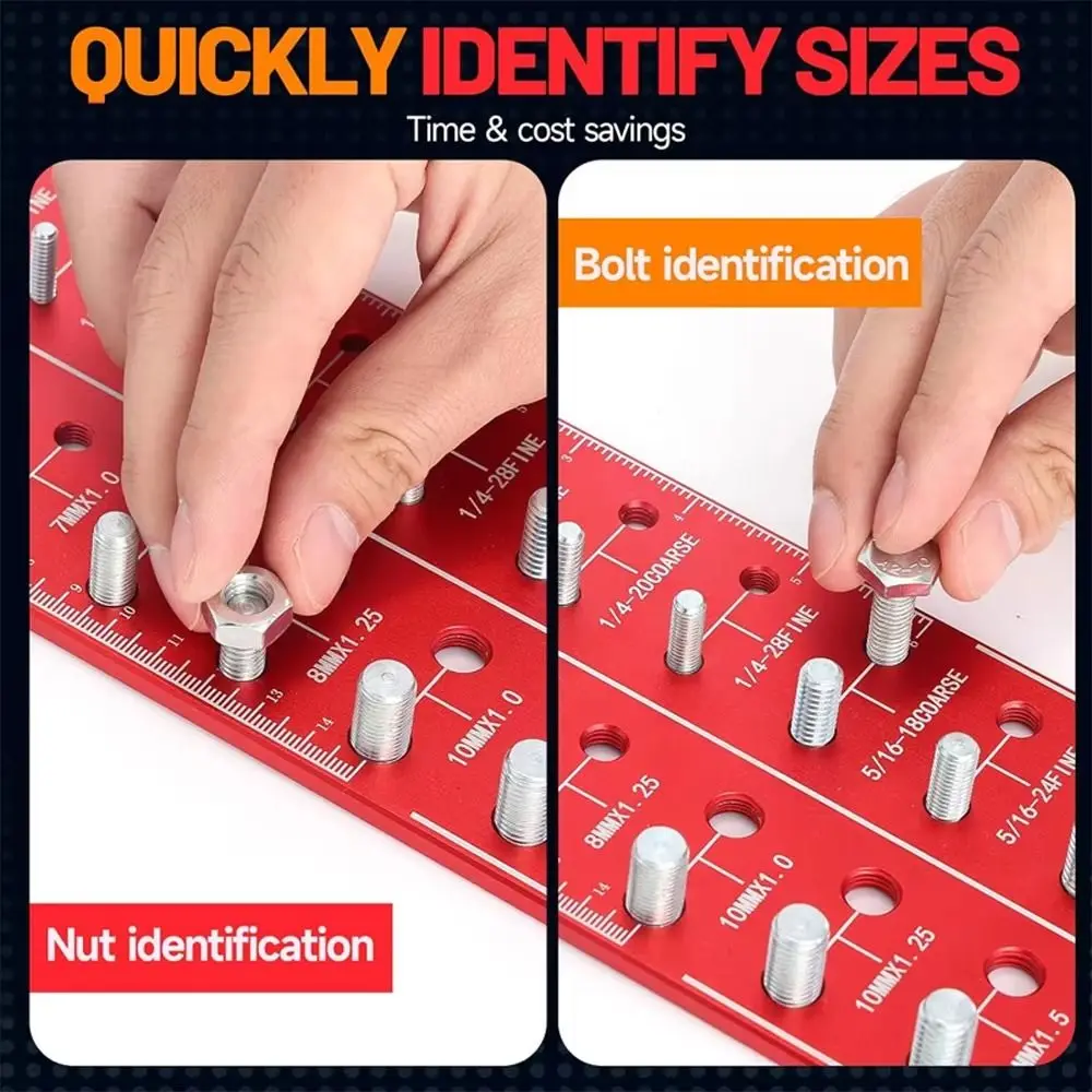 

28 Holes Nut and Bolt Thread Checker Precision Standard Thread Measuring Gauge Inch and Metric Aluminum Alloy