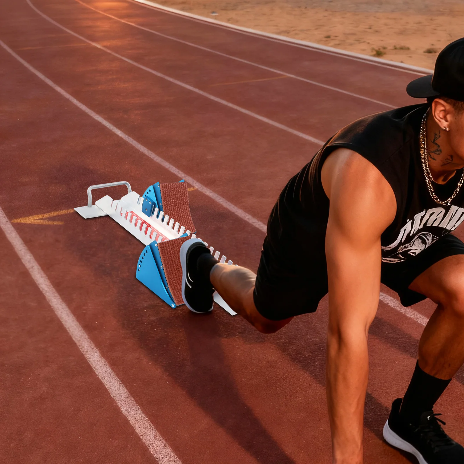 كتلة البداية، تعديل 6 زوايا، مسافة 0-50 سم، سبيكة ومطاط للتدريب على السبرينت على جميع المسارات للرياضيين والمدارس