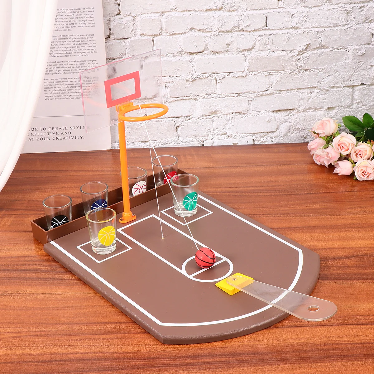 

1 Set Creative Bar Prop Drinking Game Entertainment Supplies Funny Desktop Basketball Drinking Toy (Assoted Color)