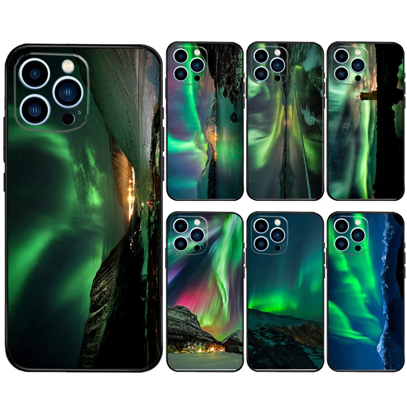 Northern Lights Sky Case For iPhone 11 12 13 14 16 15 Pro Max 7 8 Plus 12 13 Mini XS MAX X XR Cover Coque