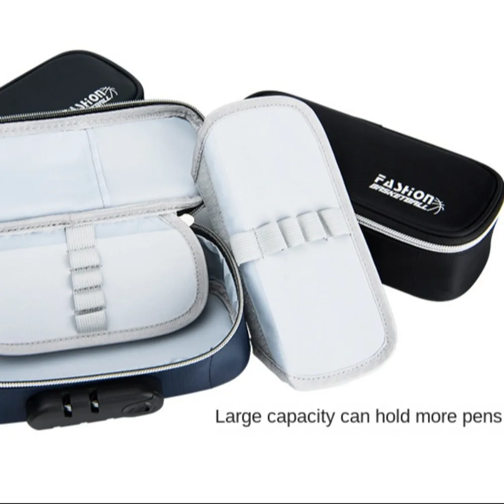 Large Capacity School Case Password Lock Pencilcase Solid Color Pencil Case Durable Pencil Box Portable Pen Holder School Statio