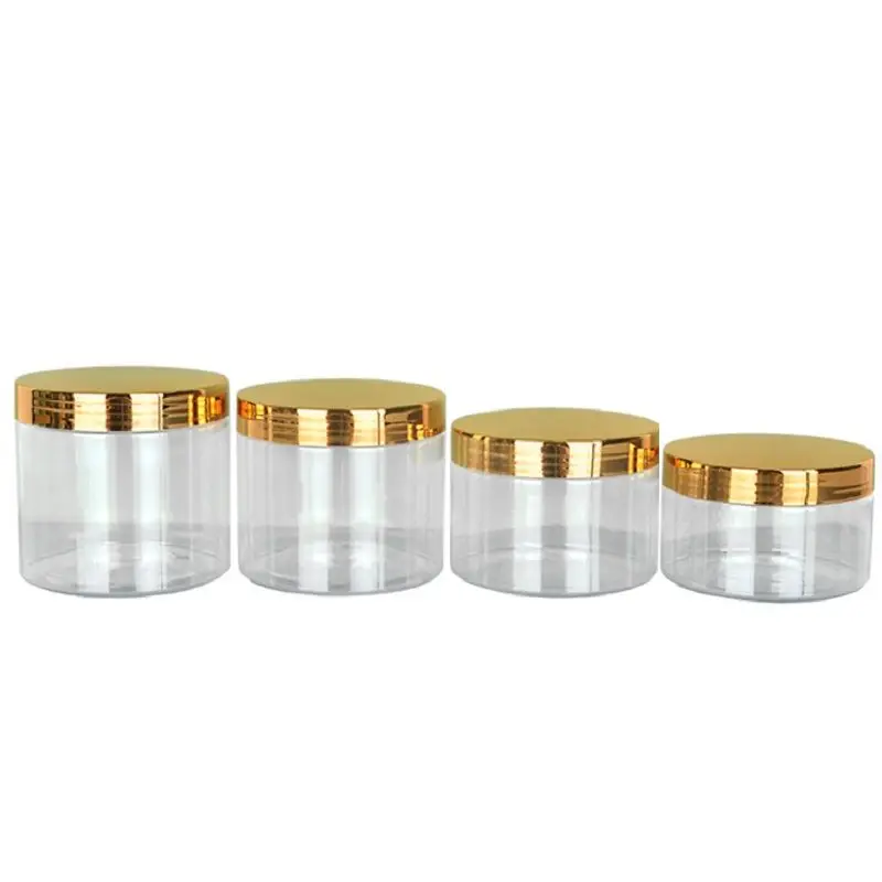 

10pcs Refill Bottle Cream Jar Clear 89Dia.Glossy Gold Lid Skincare Pot Plastic Cosmetic Container 250ml 300ml 400ml 450ml 500ml