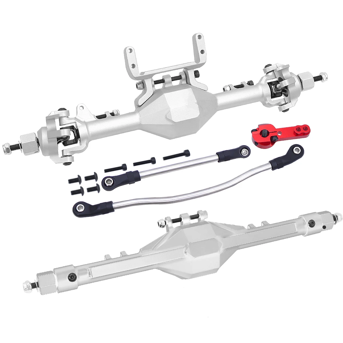 CNC Metaal Aluminium Voor Achter Rechte Complete As Set Voor 1/10 Axiale SCX10 II 90046 90047 RC Crawler Upgrade Onderdelen
