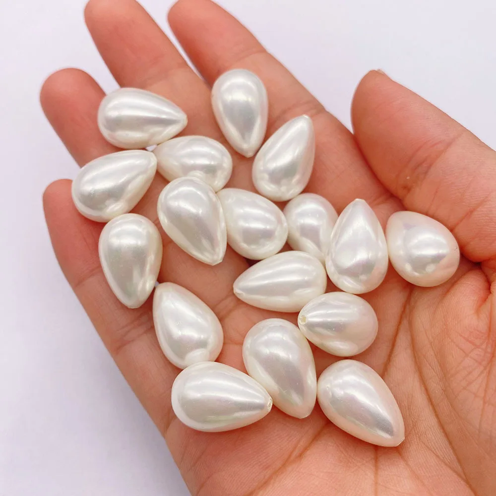 Natural Freshwater Shell Loose Beads Droplet shaped Half Hole Smooth Flawless Shell Gemstone Beads Earring Necklace Jewelry DIY