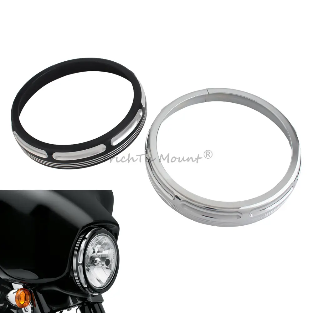 7Inch Headlight Trim Rings Black/Chrome Motorcycle Part For Harley Electra Glide Street Glide Ultra Limited Tri Glide 1994-later