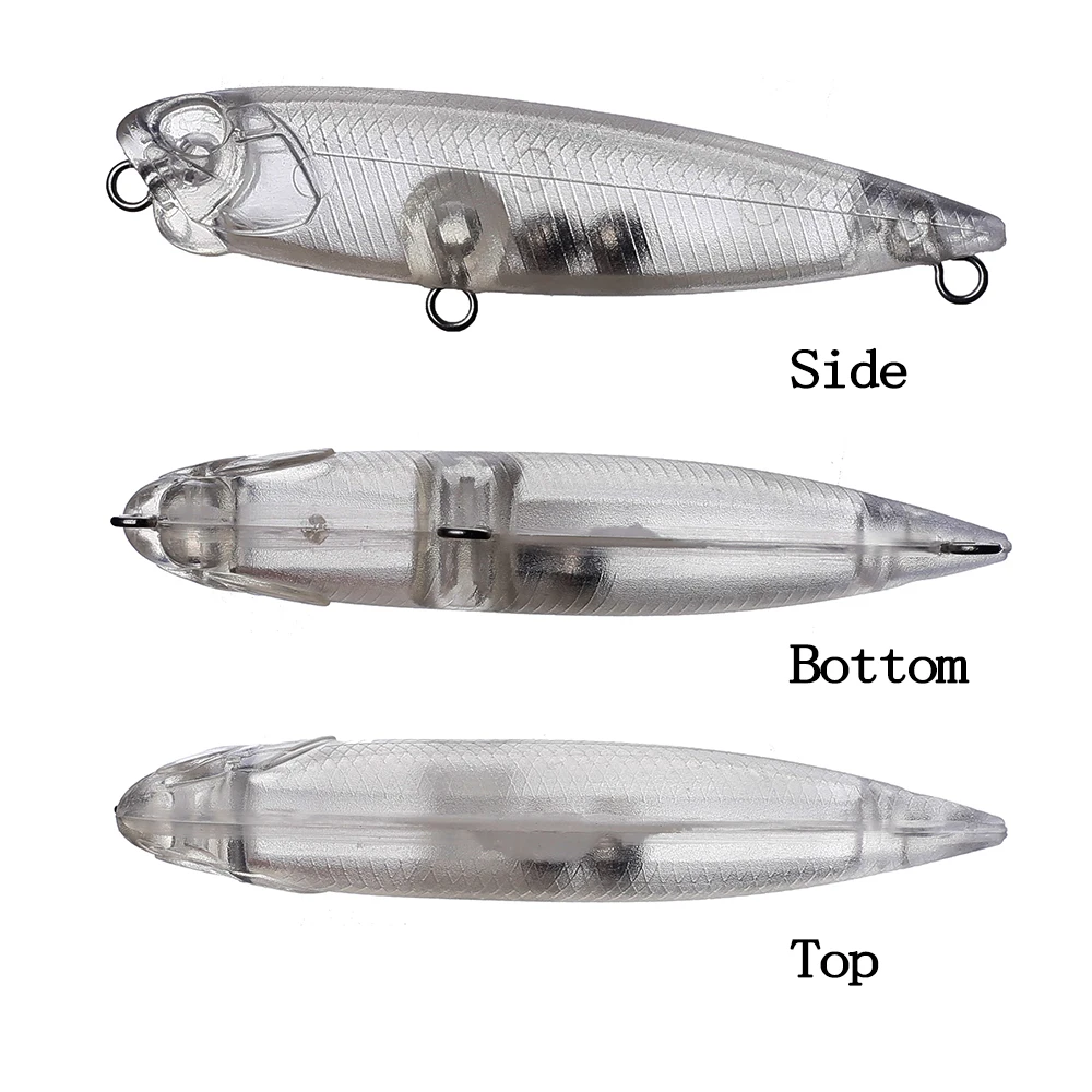 Chan’sHuang 20PCS Unpainted Blanks Bait 65mm 4.2g Floating Topwater Rattle Pencil DIY Handmade Artificial Fishing Lure Tackle