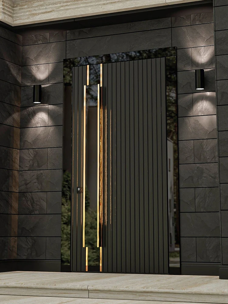 

Entry Door With Strip Light Swing Security Gate Entry Main Doors Casement Exterior Front Pivot Door Aluminum Home Decor Custom