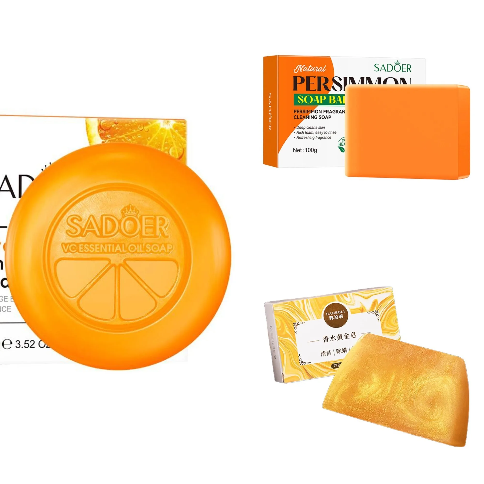 

Мыло-крем для очищения кожи 80/100 г с хурмой, витамином С и куркумой, ручной работы, для контроля жирности и увлажнения кожи