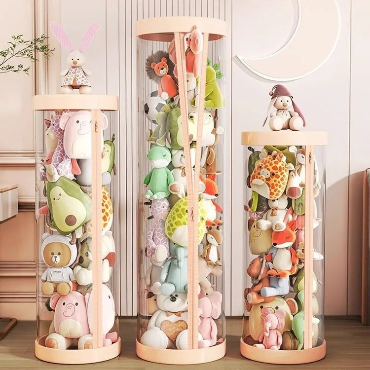 

Большой органайзер для игрушек с молнией, милый цилиндрический контейнер для хранения детских игрушек, прозрачный органайзер для игрушек