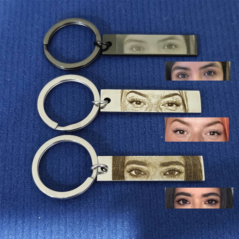 Custom Eye Photo Keychain Customized Photo And Text Stainless Steel Women's Keychain Personalized Birthday Gifts For Girlfriend