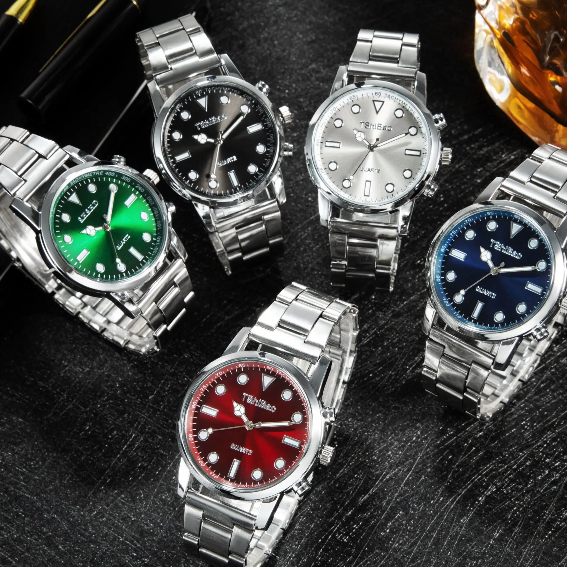 유행 남자 비즈니스 시계 한국어 버전 패션 트렌드 간단한 남자 여자 학생 럭셔리 석영 손목 시계