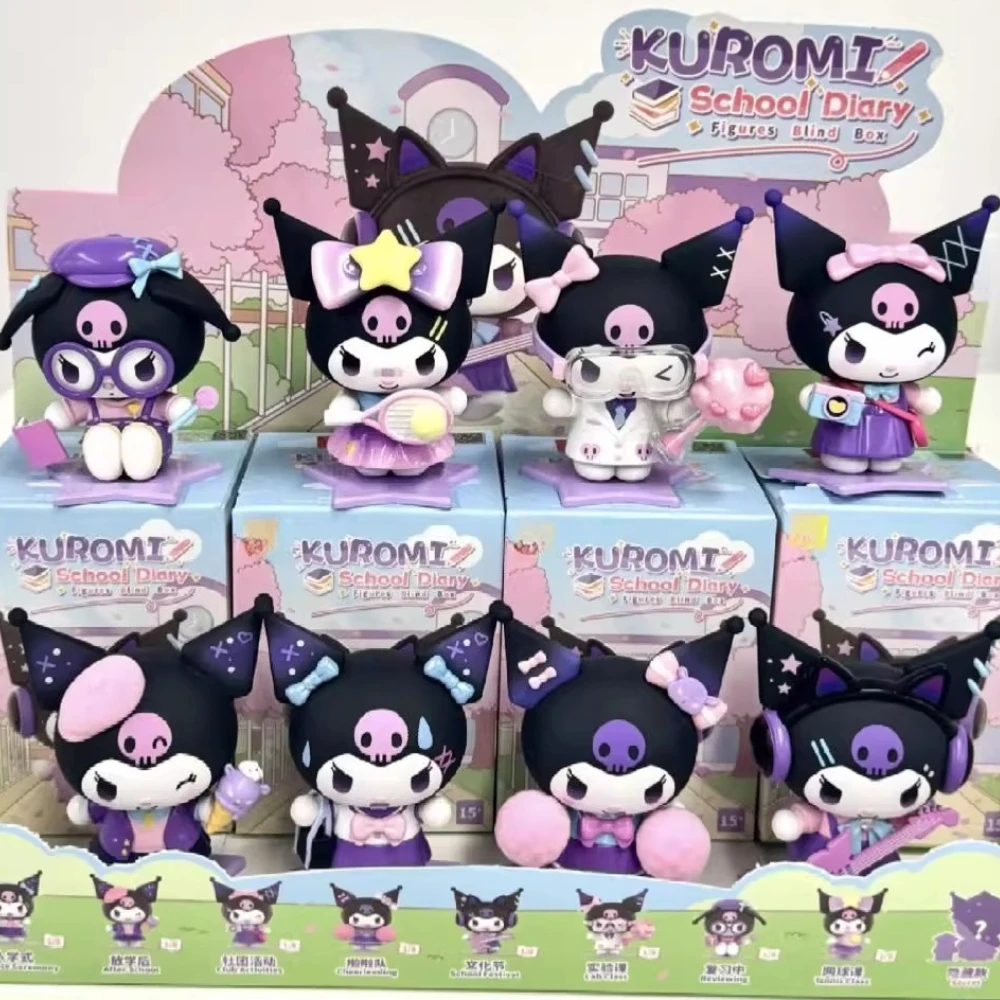 

Kuromi School Diary Blind Box Cute Kuromi Action Figure Mystery Box Anime Figures Surprise Bag Cartoon Collection Model Gift Toy