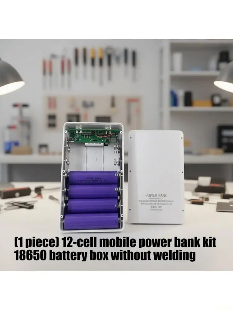 B03F NonWelding 18650 Battery Case Holds 12pc 3.6-3.7V 18650 Cells Plastic Housing for Customize Powerbanks Electronics