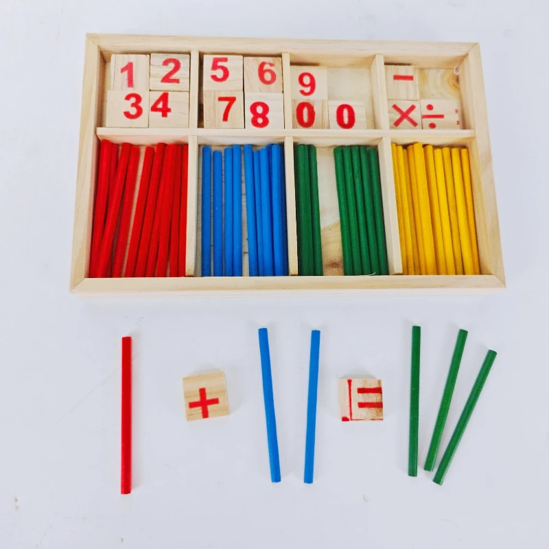 Nova criança educacional montessori brinquedos matemática brinquedo varas de madeira aprendizagem números contagem calcular brinquedos interessantes para crianças
