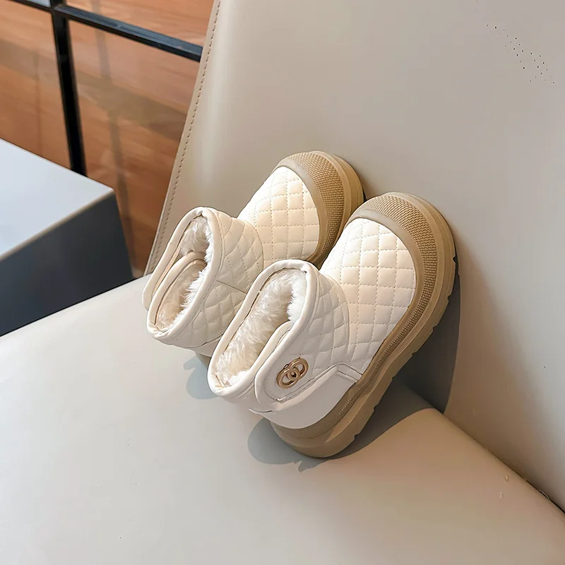 2025 جديد الشتاء أفخم الثلوج الأحذية للأطفال سميكة الدافئة الصبي الفتاة أحذية قطنية مقاوم للماء أحذية الشتاء للأطفال المخملية الأحذية