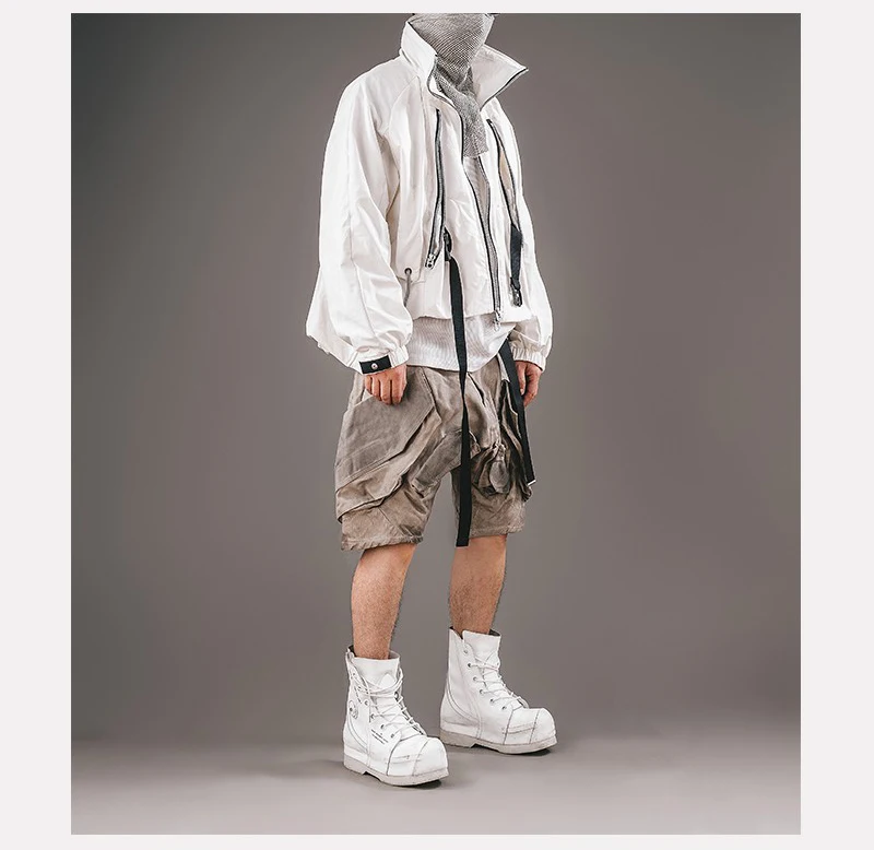 Three Dimensional Multi Pocket Deconstruction Splicing Casual Functional Work Pants Summer Men's Trendy Loose Shorts