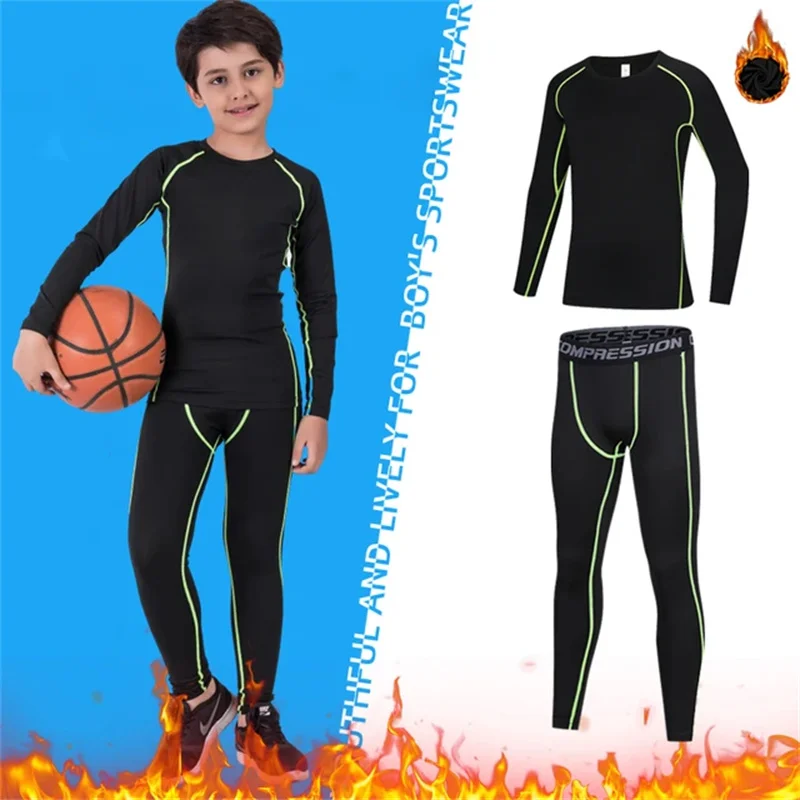 Kids Fitness Tracksuits Youth Warm Pants Tops Underwear Tight Sports Clothes for Boys Compression Running Basketball Sportswear