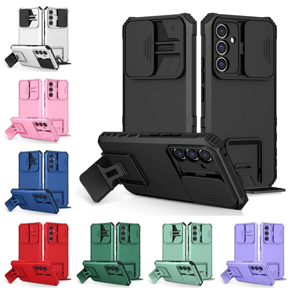 Slide Camera Armor Phone Case for Samsung Galaxy A12 A13 A17 A22 A23 A03S A26 A32 A36 A51 A52 A53 A54 A56 A72 A73 Plastic Cover