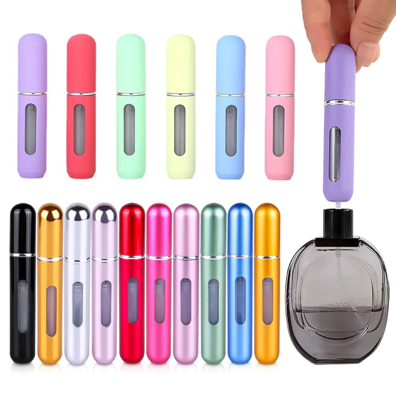 Perfume Dispenser Bottle, Mini Viagem Portable Spray Bottle, Enchimento Inferior, Doce Cor, Recipiente Cosmético, 5 ml, 8ml