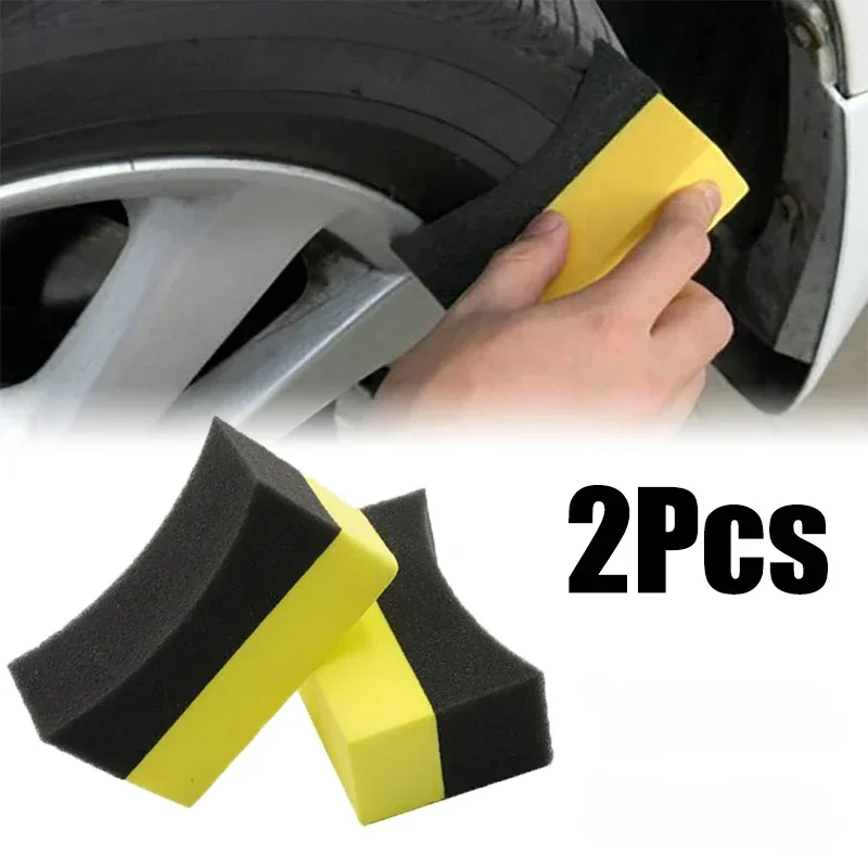 2PCS Car Wheel Brush Sponge Cleaning Tool Tire Wash Wipe Wax Polishing Tyre Brushes Tools Water Suction Sponge Pad Car Wash