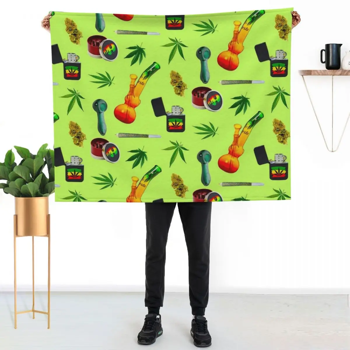 Stoner Weed and Essentials Sticker Bundle Pack ~ Collection Set 4 Rasta Throw Blanket Soft Soft Big Blankets