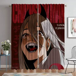 Chainsaw Man Shades Home Interior Curtains for Living Room Tulle for Bedroom Window Curtain Halloween Decoration Partition Child