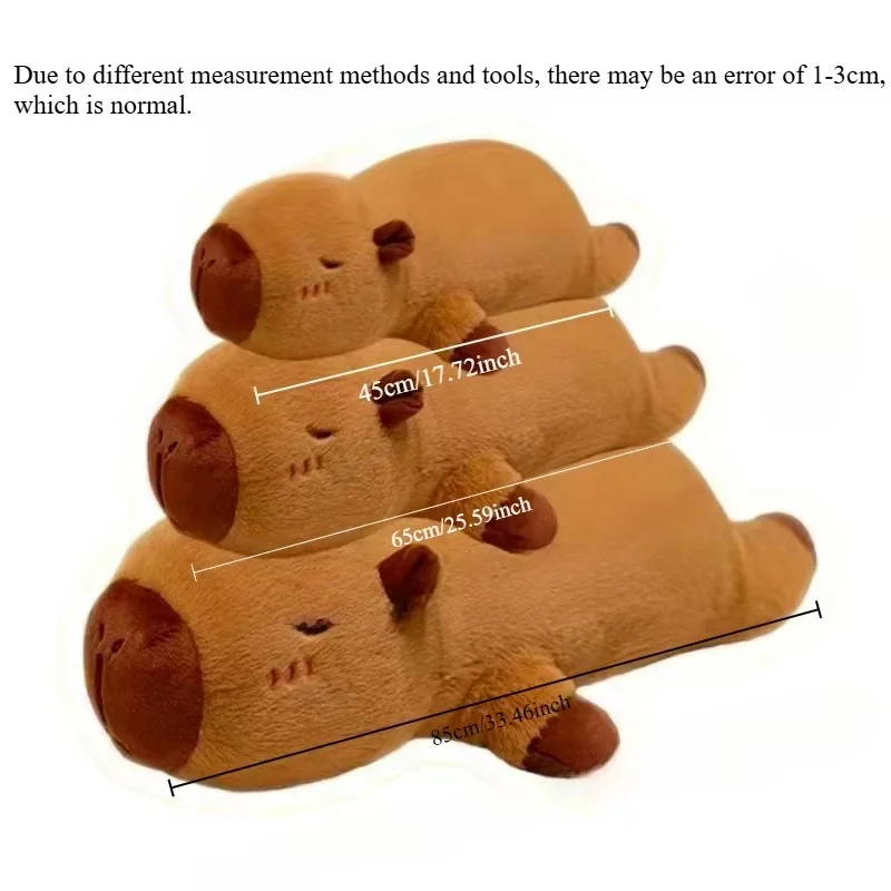 45cm-65cm Kawaii Cartoon Giant Strip Capybara Plush Doll Pillow Lying Brown Orange Wings Creative Capybara Plush Toy Home Decor