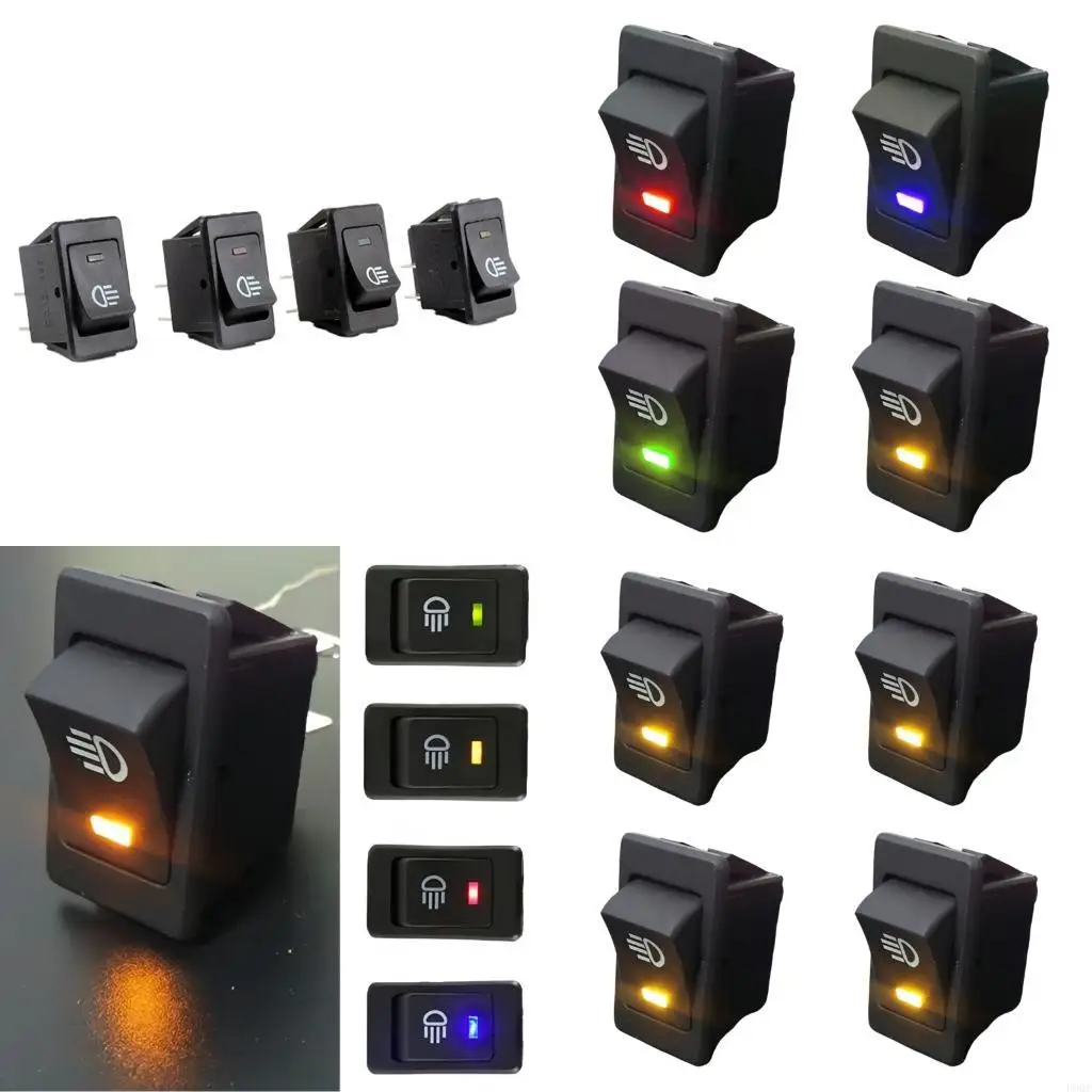 Automotive Fog Lamp Push Button Switches 4 Pin 12V Fog Light Toggle Rocker Switches New