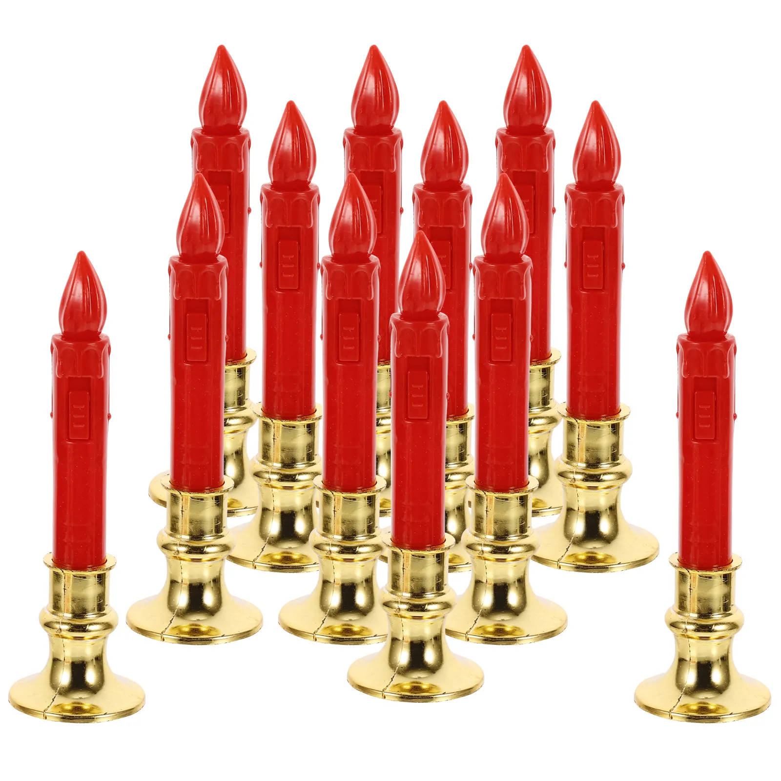 12Pcs LED Electronic Lights Premium Flameless Safe Electric Fake Candles for Home Decoration Incense Offering Buddha Gift