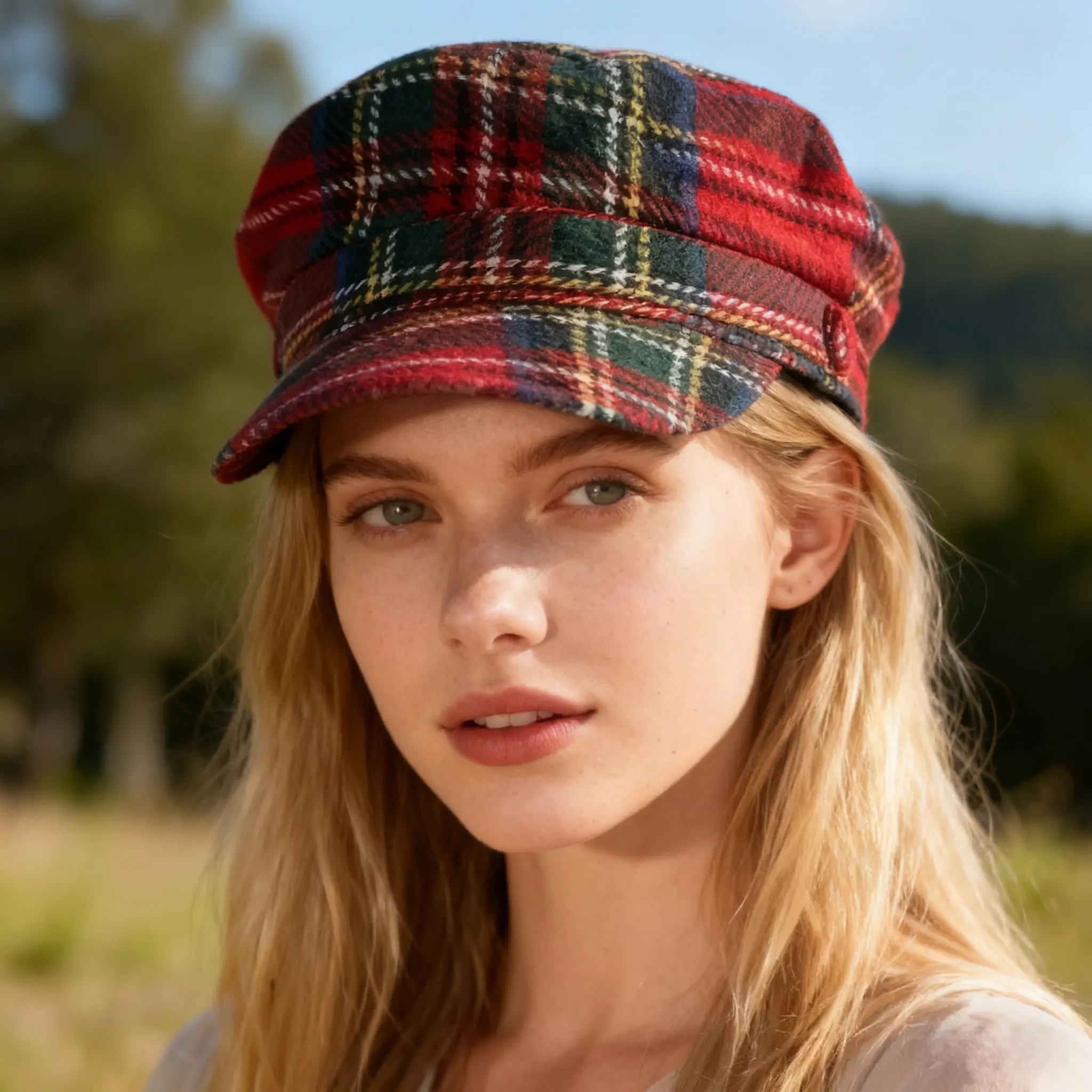 HongLuan zoet geruit patroon baret en krantenjongenspet vrouw, cosplay vrouwelijke accessoires