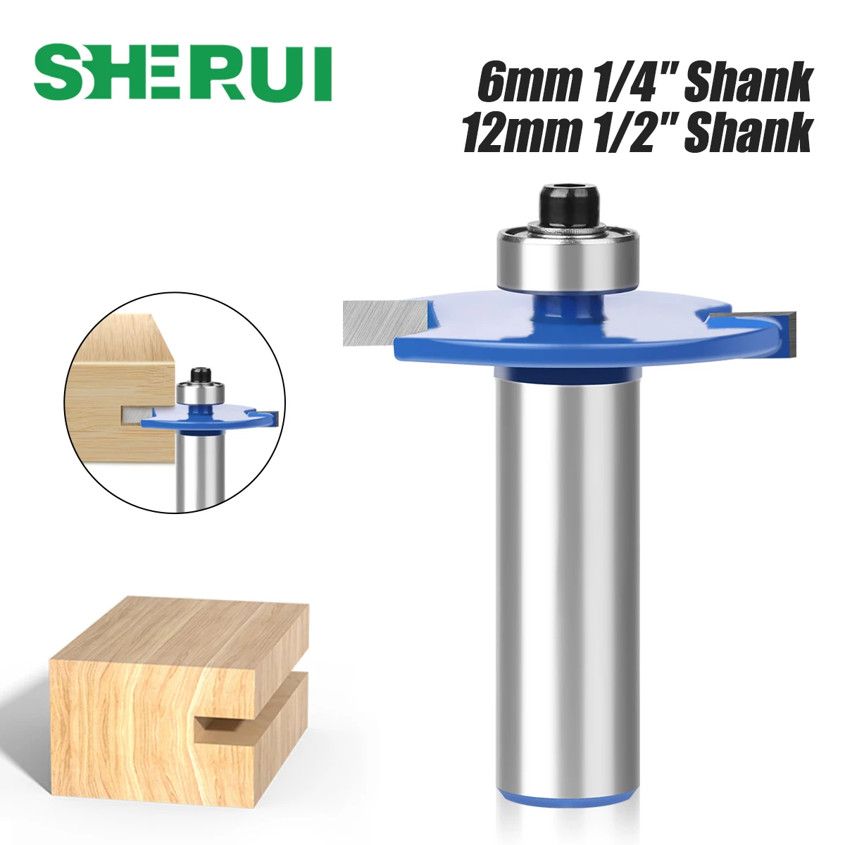 1pc 1/4in 1/2in 6mm 12mm Shank T-Sloting Router Bit With Bearing T Type Rabbeting Wood Milling Cutter Woodworking Tool