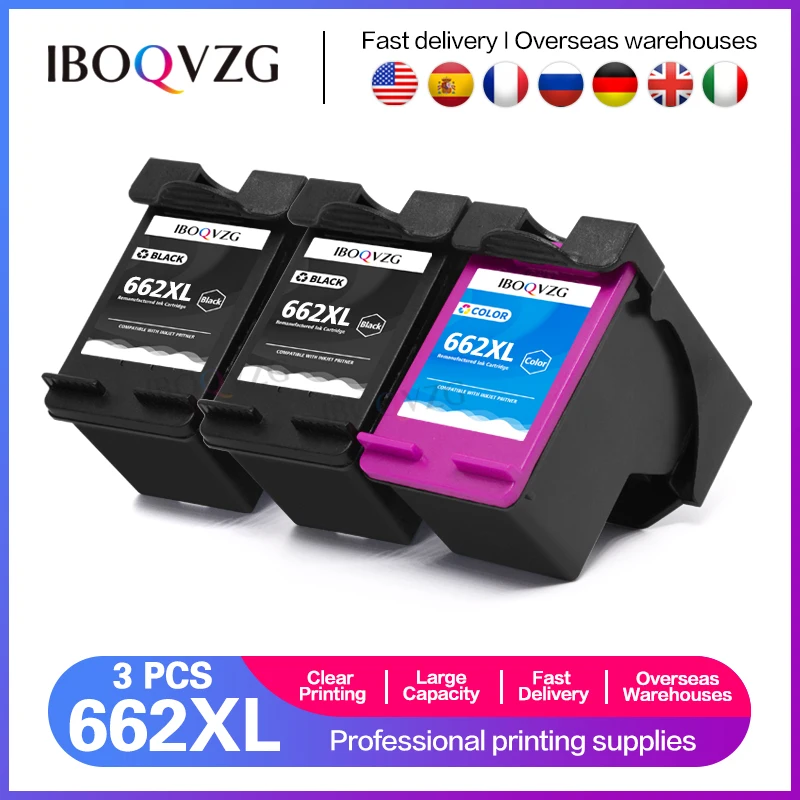 IBOQVZG 662สำหรับ HP662 662XL ตลับหมึกสำหรับ HP Deskjet 1015 1515 2515 2545 2645 3545 4510 4515 4516 4518