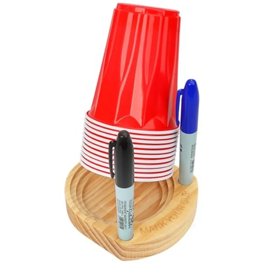 Hosting Essentials: Drink and Cup Holder with Marker Slot - Prevent Mix-Ups at Parties, BBQs, Weddings, Cookouts and Birthdays