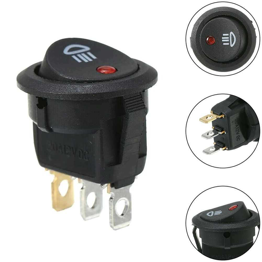 1 PC 23mm Car On  Off Rocker Switch Round 12V Red Led  Fog Light Lamp Symbol Car Van Truck  ABS Plastic Fog Light Switch