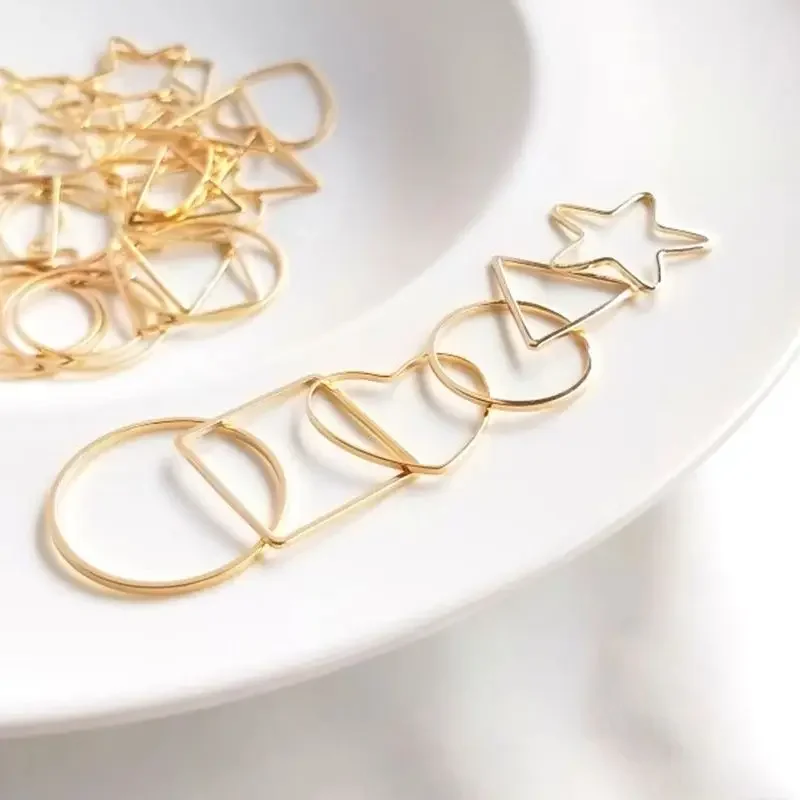 14K Gold Plated Love five stars circle circle square triangle geometry ring hanging ring DIY ear pendant accessories view 3