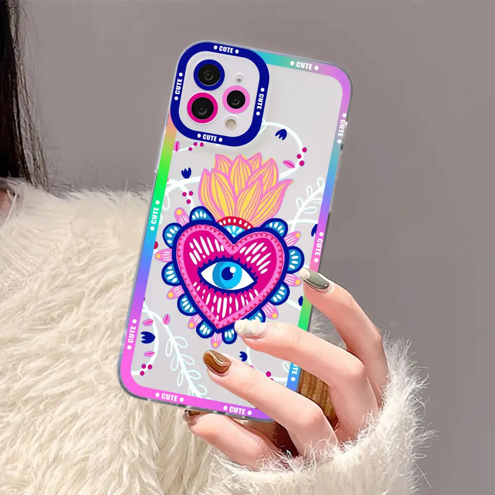 Lucky Eye Blue Evil Eye Print Phone Case For Apple iPhone 15 14 13 12 11 XS Pro Max 16 8 7 Plus X XR Transparent Cover Cqoue