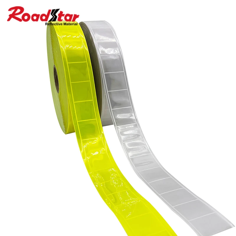 

Roadstar Embossing Checkered High Visibility PVC Prismatic Reflective Tape Sewing on Clothes Warning Tape Safety Mark 3.5cm