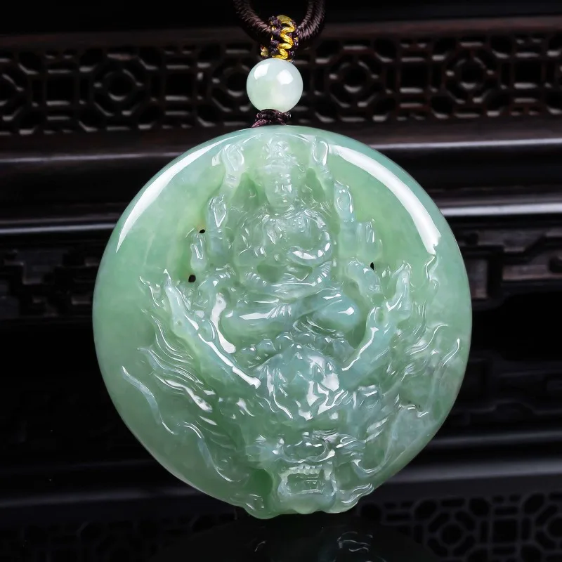

Натуральный нефритовый кулон класса А «Тысячерукая Гуаньинь» из утолщенного высококачественного нефрита, имитирующего старинный ледяной нефрит