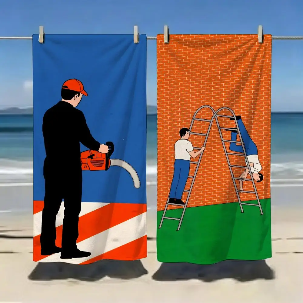 Soft Casual Cartoon Daily whims Towel Microfiber soft Beach Towel for Travel Fitness Sauna Bathing Camping
