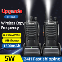 2pcs Baofeng Upgrade BF-888S Walkie Talkies Long Range Wireless Copy Frequency UHF Portable USB charger Ham Radio for Hunting