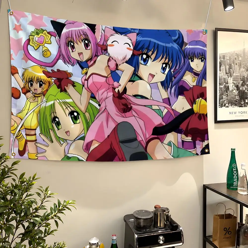 Anime Tokyo Mew Mew Ichigo Minto Zakuro Flags Wall Hanging Flag Banners For Birthday Parties Outdoor Bedroom Dorm Room Decor