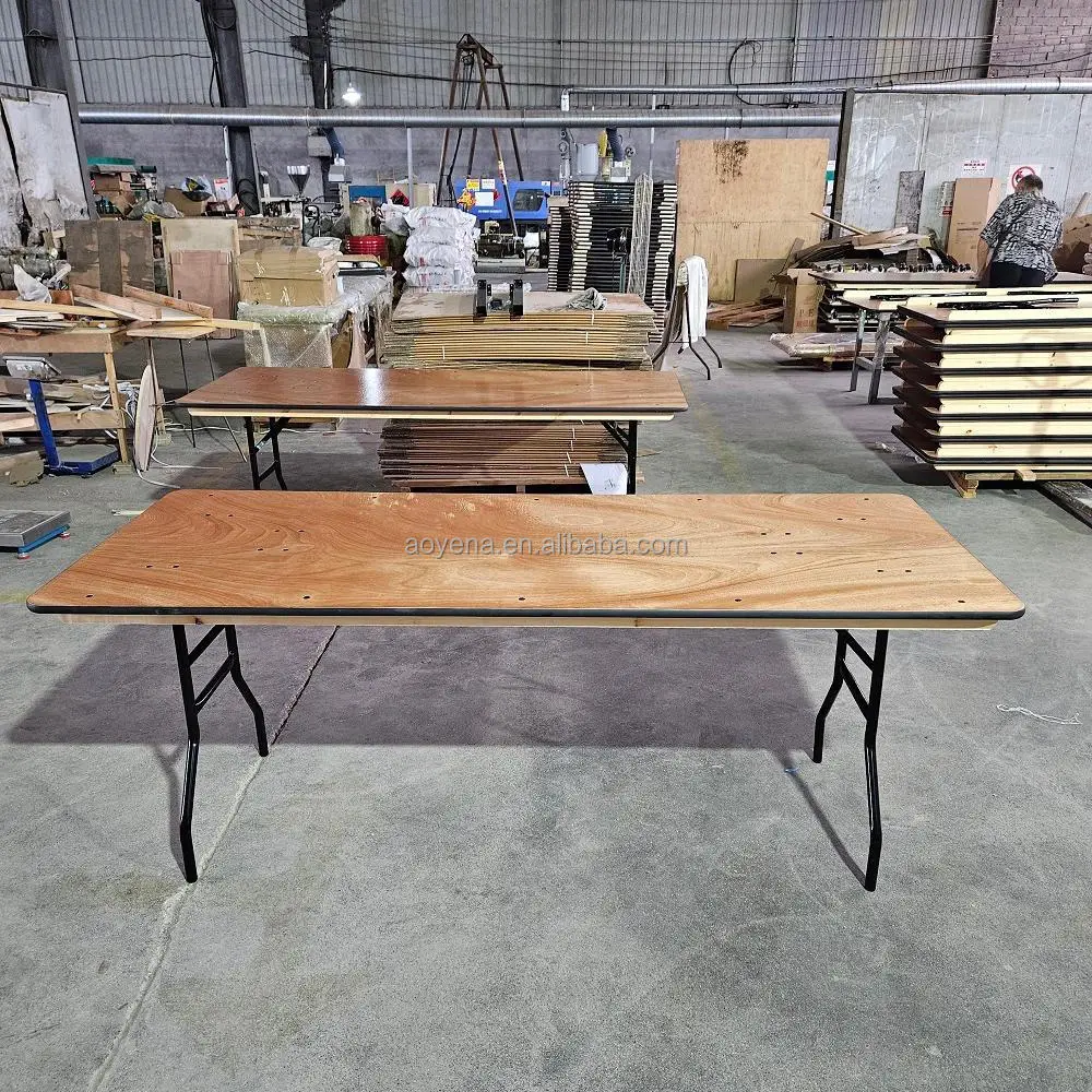 Hot Selling Low Price High Quality Rectangular Folding Plywood Table for  Wedding Parties