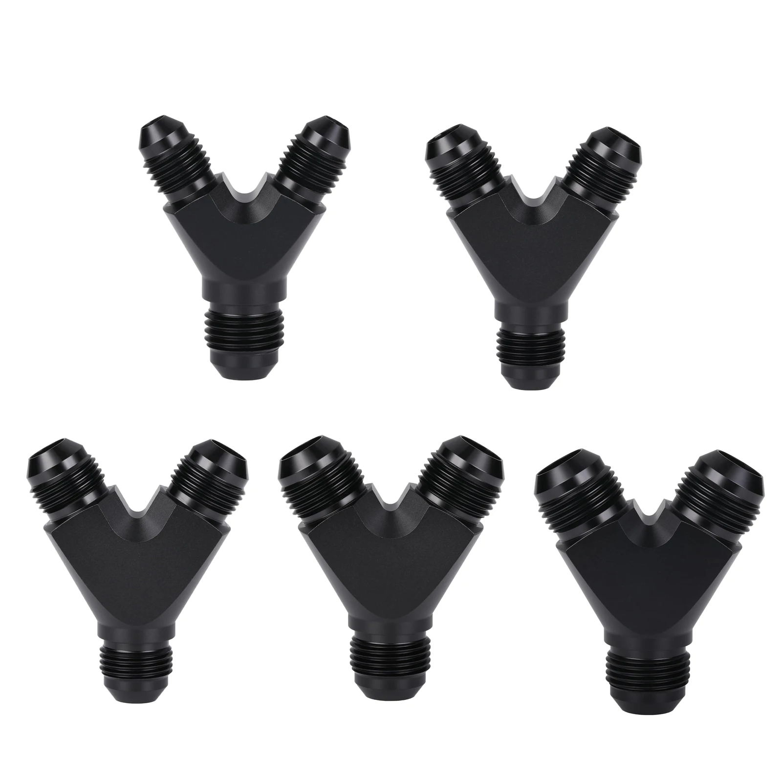 

AN3/AN4/AN6/AN8/AN10/AN12/AN16/AN20 Male Y Block Fitting Splitter Adapter Union Universal Aluminum Hose Tee Fitting Black