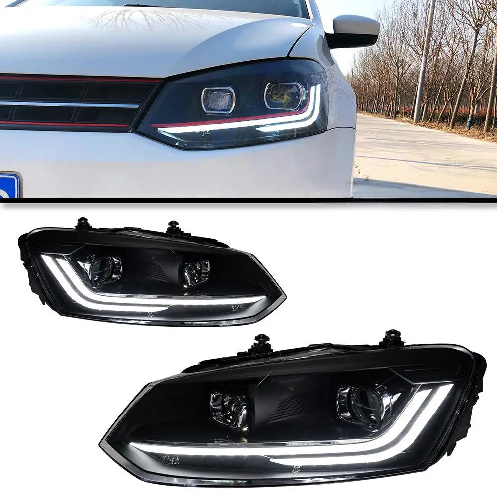 

Новая светодиодная фара в сборе для Volkswagen Polo 09-18 с модифицированными дневными ходовыми огнями и линзой указателя поворота