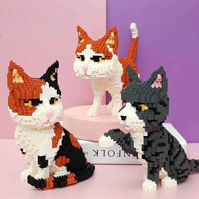 

Pet Cat Dog Animal Building Blocks Set Creative Educational Toy Desktop Decoration Assembly Model Collection Gift