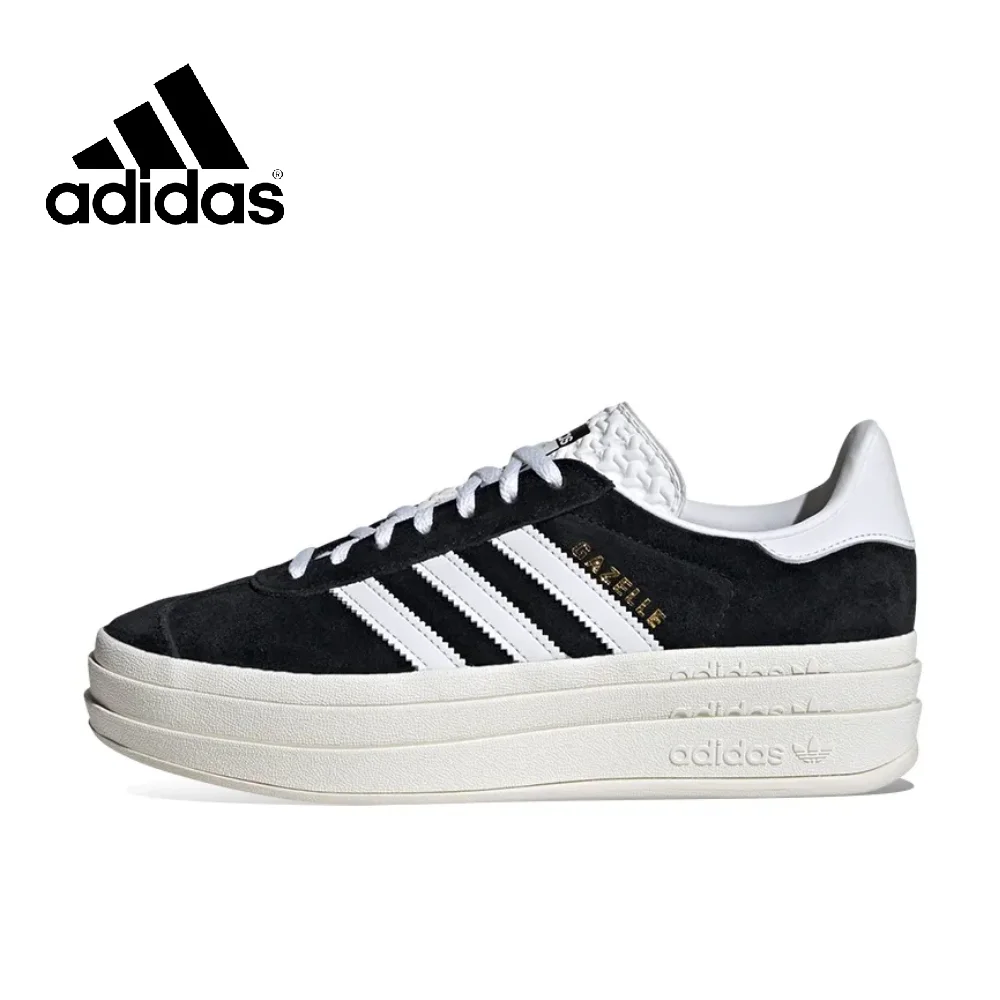 

Adidas Черно-белые женские низкие шорты Gazelle Bold, износостойкая и нескользящая повседневная обувь